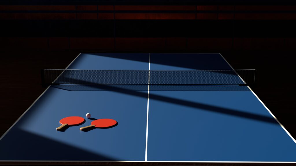 ping pong table with two rackets