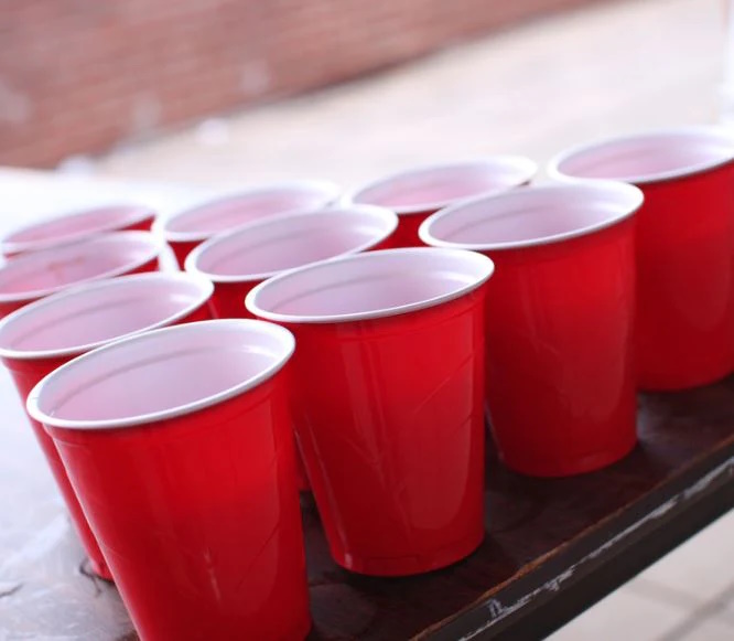 close up of cup pong